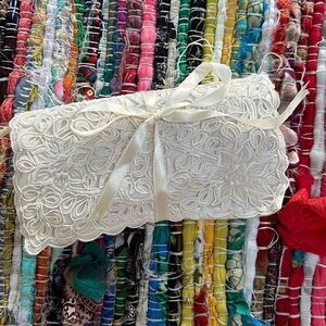 Trifold Off White Lace Wallet / Pouch